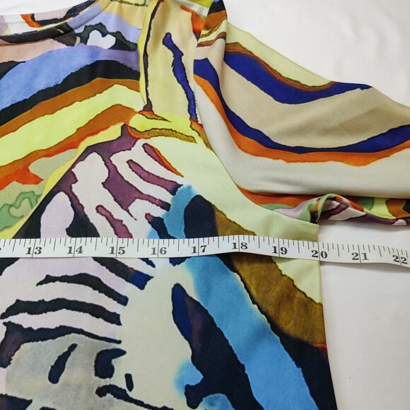 Isle by Melis Kozan Colorful Zebra Stripe 3/4 Sleeve Large Artsy Vacation Dress - Picture 10 of 12